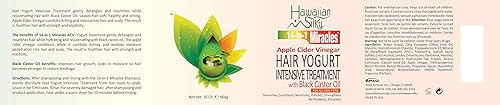 Miniatura 2 de Hawaiian Silky Hawaiian Silky - Tratamiento intensivo de yogur para el cabello milagros 14 en 1 con aceite de ricino negro, 16 onzas, blanco, 16