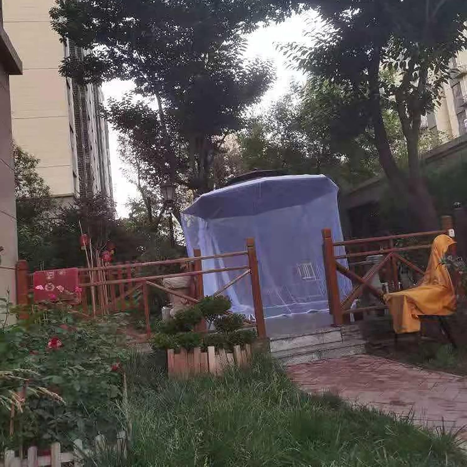 Mosquito Net Outdoor Outdoor Mosquito Net Tent Garden Parasol Mosquito Net Outdoor Umbrella Stand Net with Zipper Door and Adjustable Rope Mesh for Tarp Tent Camping Garden Parasol Mosquito Net White