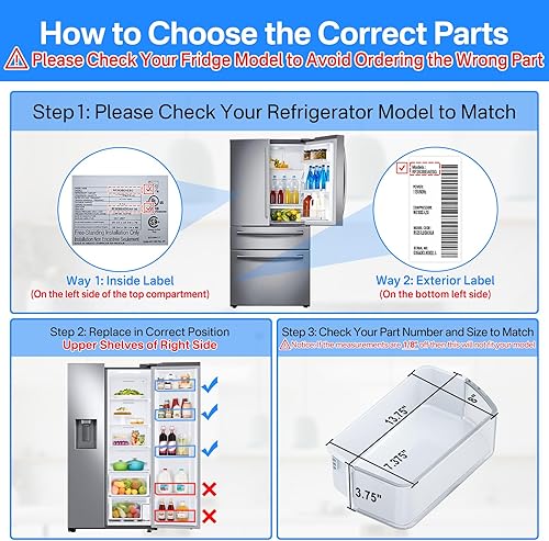 Miniatura 4 de DA97-12650A - Estante de puerta lateral derecho para Samsung Refrigerador Estante de repuesto para Samsung RF263BEAESR RF261BEAESR RF260BEAESR