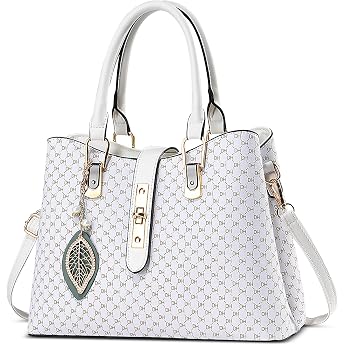 Women's Handbag Exquisite Pendant Shoulder Bag PU Leather Shoulder Bag for Travel Banquet Shopper White