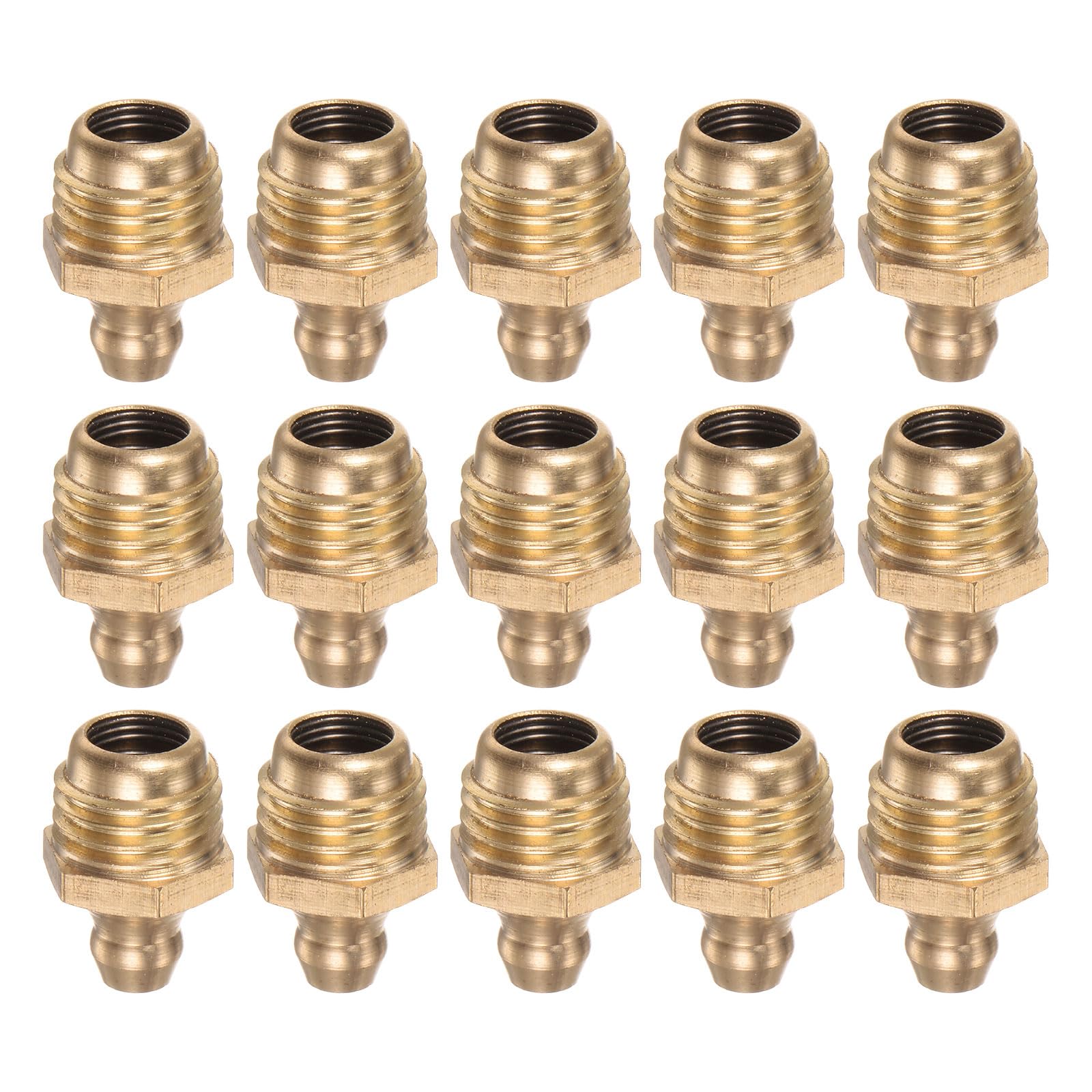 HARFINGTON 15pcs Brass Straight Grease Fitting M12x1.5mm Metric Thread Hydraulic Grease Nipple Accessories for Car