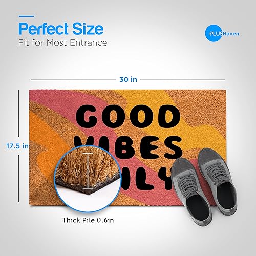 Miniatura 2 de PLUS Haven - Tapete con fibra natural de coco pura y respaldo de PVC resistente, tamaño de 17 x 30 pulgadas, grosor de 0.6 pulgadas, color perfecto,