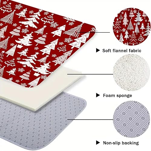 Miniatura 4 de Juego de 4 cortinas de ducha con alfombras antideslizantes, cortina de baño de Navidad con 12 ganchos, cubierta para tapa de inodoro y tapete de