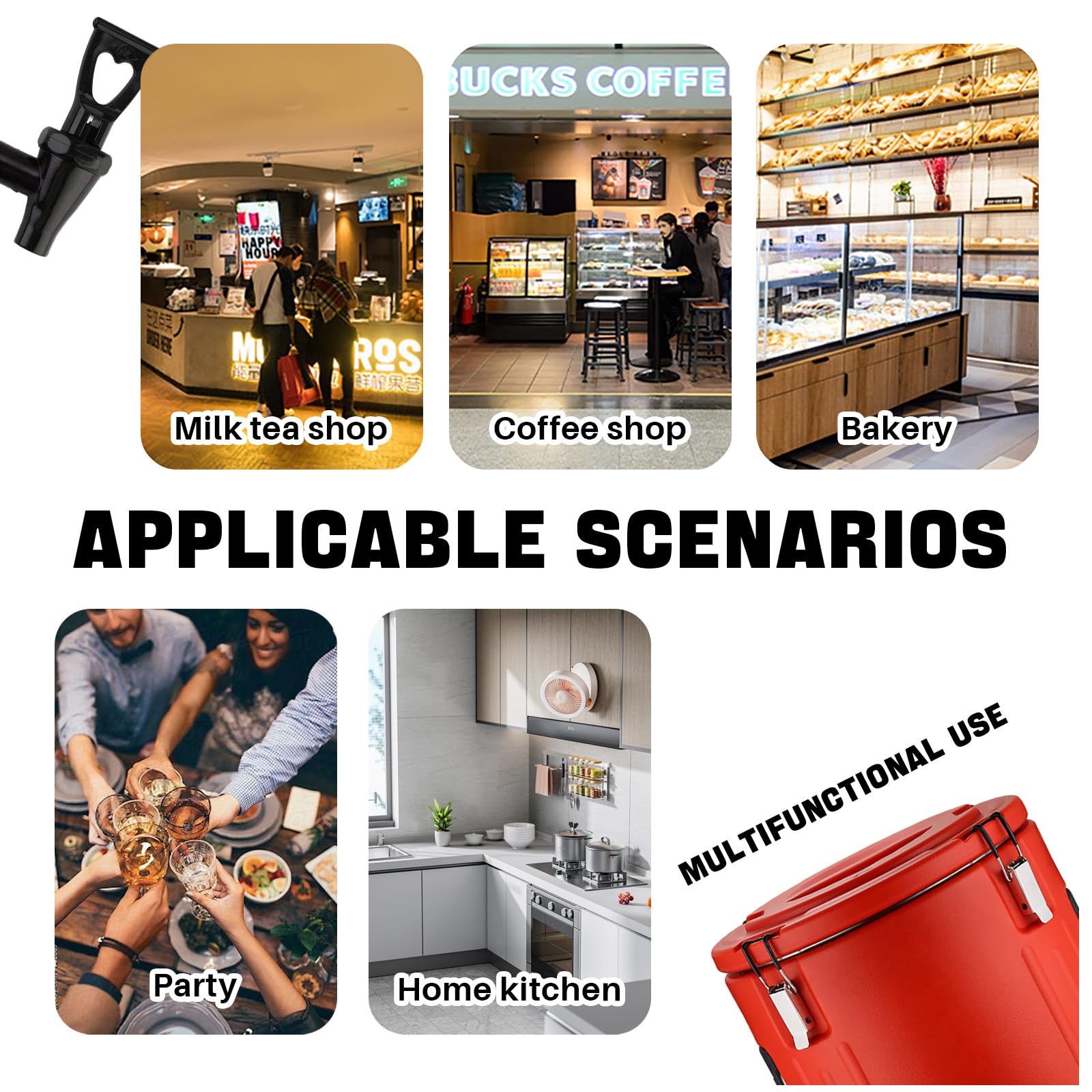 Balde Aislado De Gran Capacidad Termo con Grifo Calentador De Alimentos Comercial para Restaurantes Y Fiestas,20L
