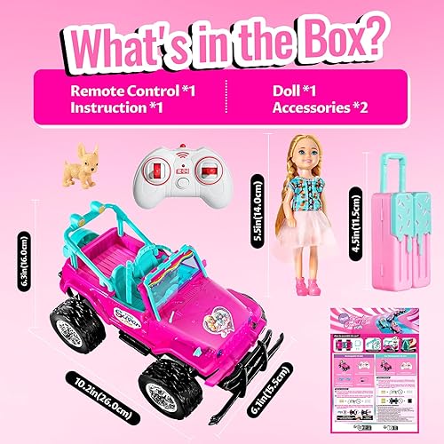 Miniatura 7 de ULOVEME Autos RC - Coche de control remoto con muñeca de 5.5 pulgadas para niñas, 2.4GHz Je ep RC Cars - Coches de juguete de control simple para