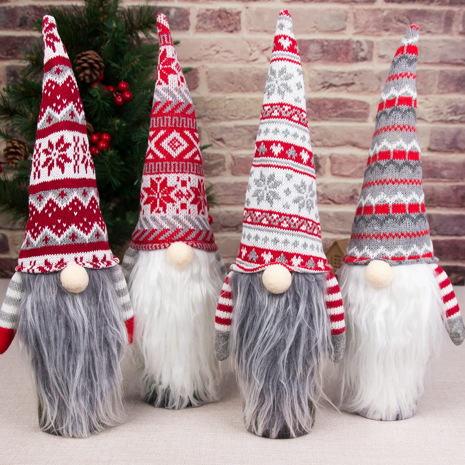 Cubierta para botella de vino de gnomos de Navidad, 4 piezas, cubierta de botella de vino de Navidad, cubierta de botella de vino de felpa de Papá Noel, bolsas decorativas para bodas,