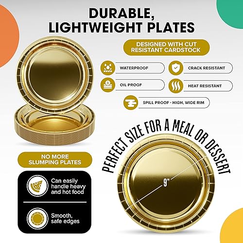 Miniatura 99 de Exquisite Platos de papel azul oscuro desechables de 7 pulgadas, color azul oscuro, platos desechables para fiestas, 100 unidades, platos de papel