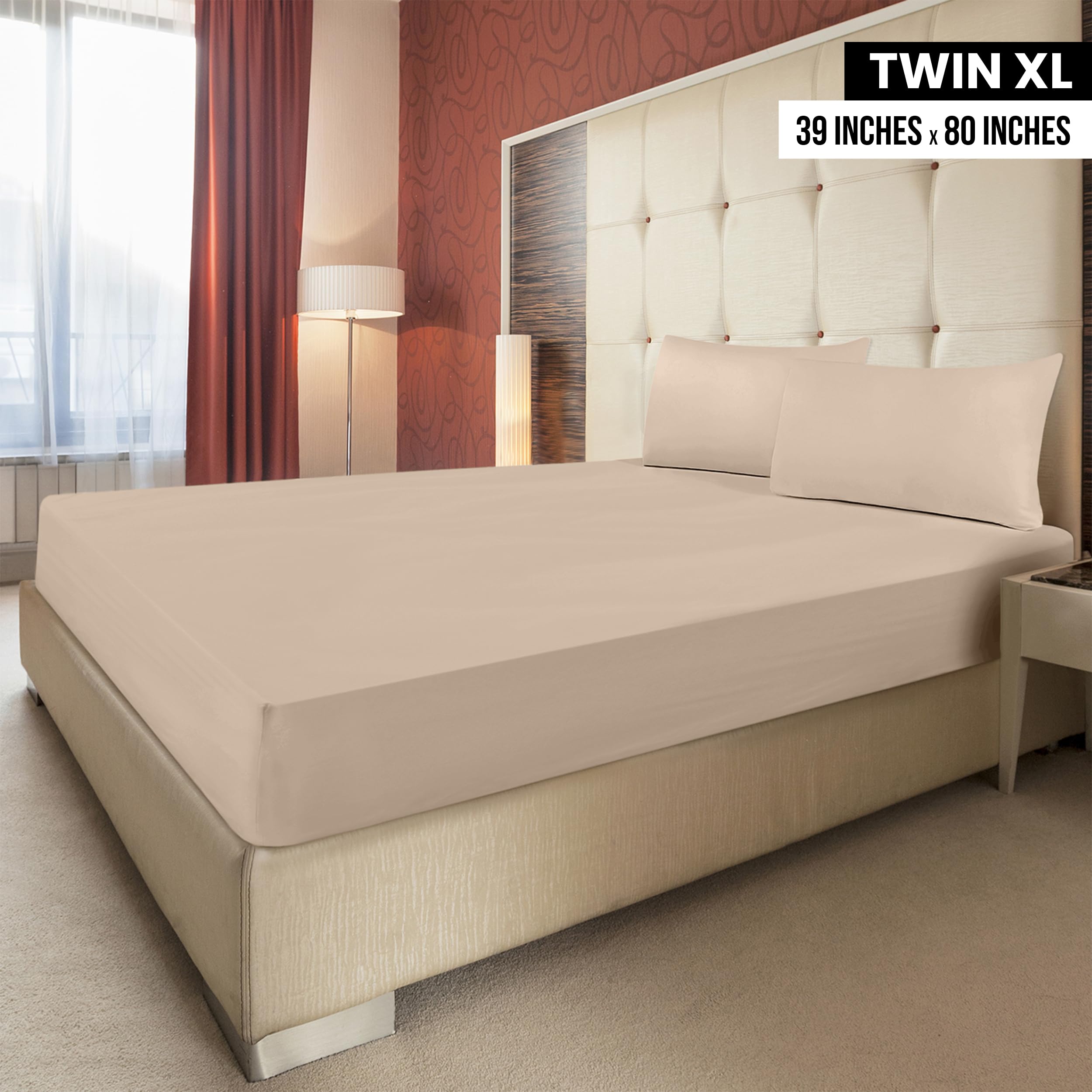 Utopia Bedding Lot de 2 Drap Housse - Twin XL - Coupes de 35 cm pour Matelas épais - Microfibre brossée