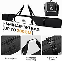 Vista 4 de Bolsa de esquí y bolsa para botas de esquí, bolsa de esquí acolchada combinada para viajes aéreos, bolsa de botas de esquí a prueba de agua