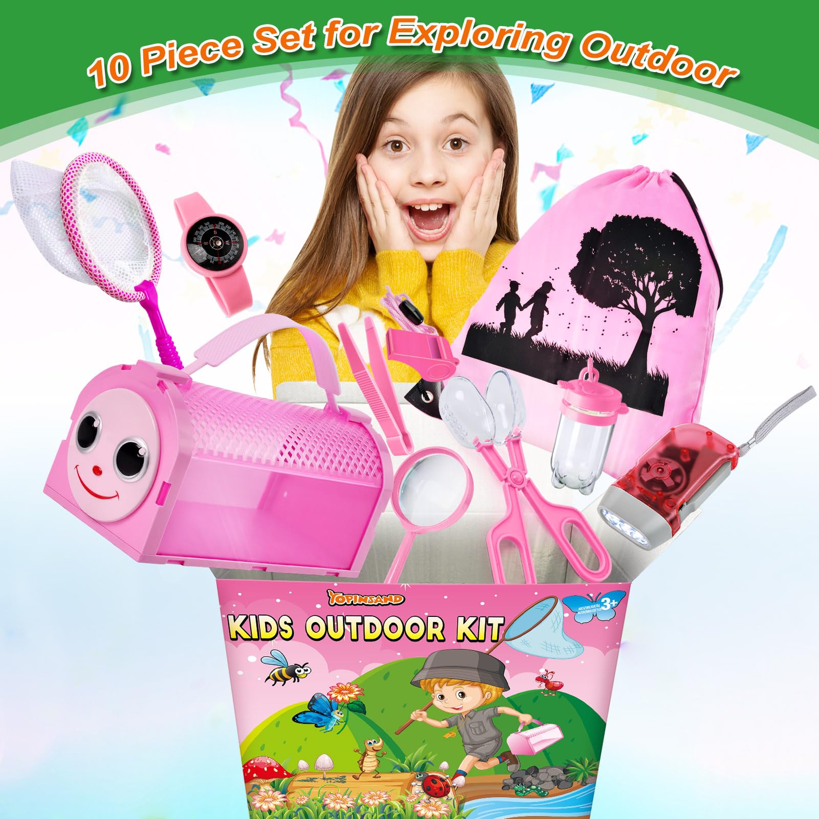 Kit Explorador De 12 Piezas Para Niños – Caza Insectos Con Caja Observadora, Lupa, Red Y 5 Bichos De Juguete – Ideal Para Aventuras Al Aire Libre Y Regalos Educativos