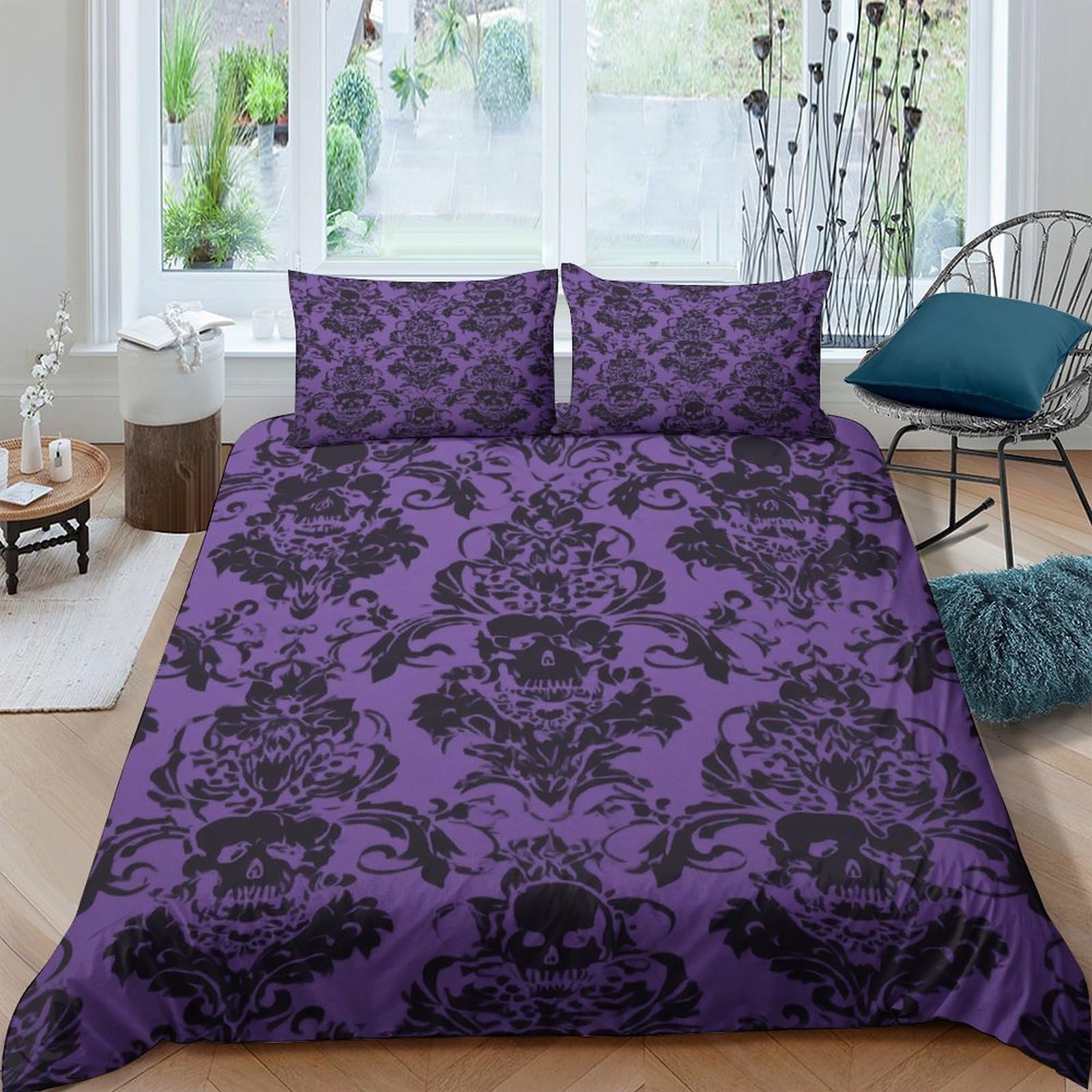 Ctjqhvkz Style-3 3D Printed Purple Baroque Fitted Sheet Microfiber Soft Anti-Slip Gothic Damask Mattress Cover Bedroom Decor Single（135X200cm）