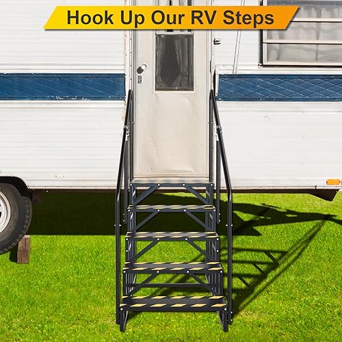 Miniatura 19 de Escalones de caravana con pasamanos, escalera de 4 escalones para bañera de hidromasaje con pasamanos, escaleras portátiles para caravana de 5ª