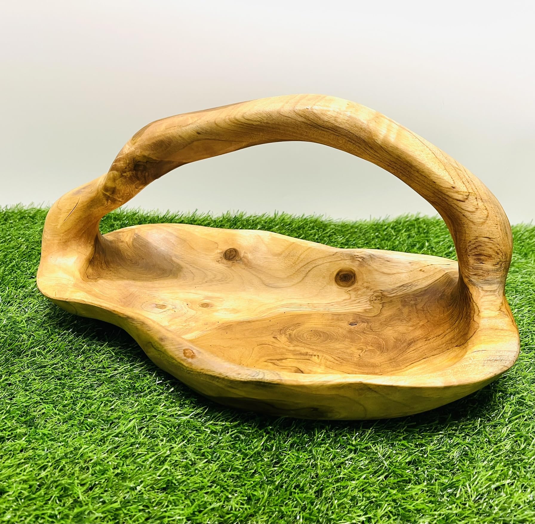 My Square Mile Wood Garden Trug | Hand Carved Teak | Solid Wooden Construction (Rustic Long 40cm x 25cm)