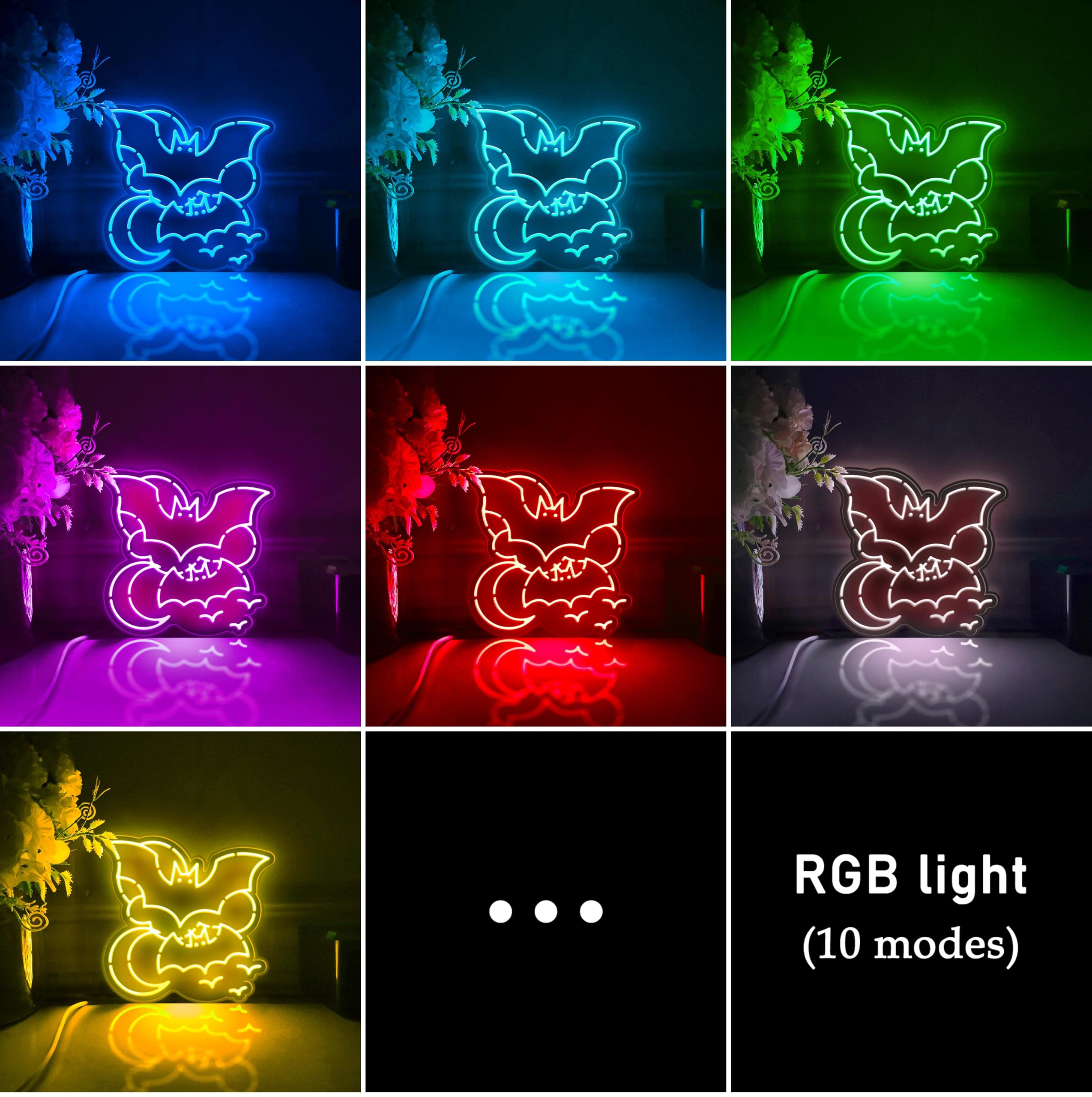 Scatola luminosa a LED a forma di pipistrello, decorazione artistica da parete per Halloween, cartello luminoso personalizzato, decorazioni per scrivania, decorazione per camera da letto