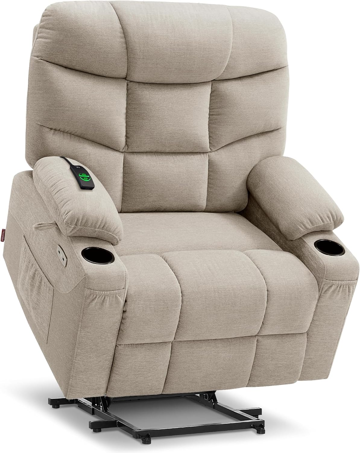 MCombo Power Lift Recliner Chair with Extended Footrest for Big Elderly People, Fabric R7289 (Oatmeal, Medium-Wide) incomplete