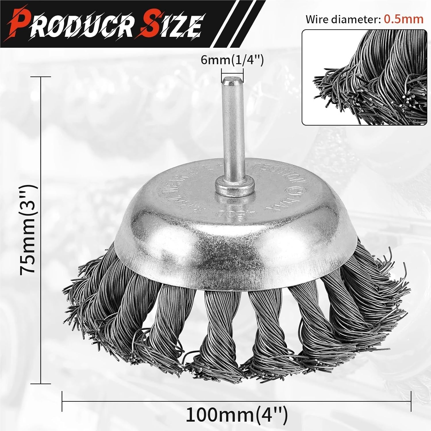 100mm Wire Knot End Brush 4 Inch Wire Wheel Cup Brush Electric Drill Rotary Abrasive Brush for Rust Removal Corrosion Polishing(100x6mm 1pc)