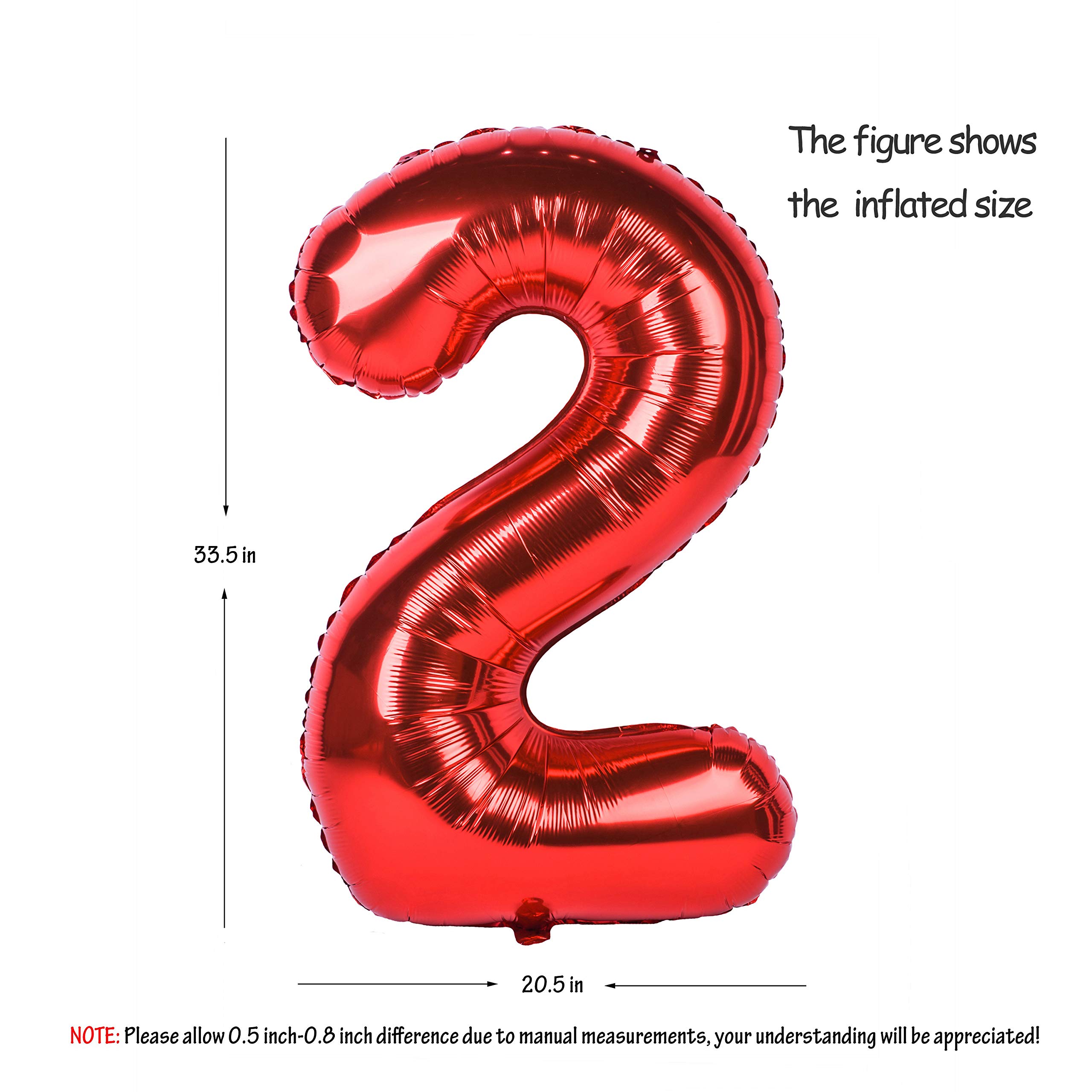 Red 0 balloon 40 Inch Giant Helium Foil Number 0 to 9 Red Balloon Birthday Wedding Party Digital Decorations (Number 0) — view 331