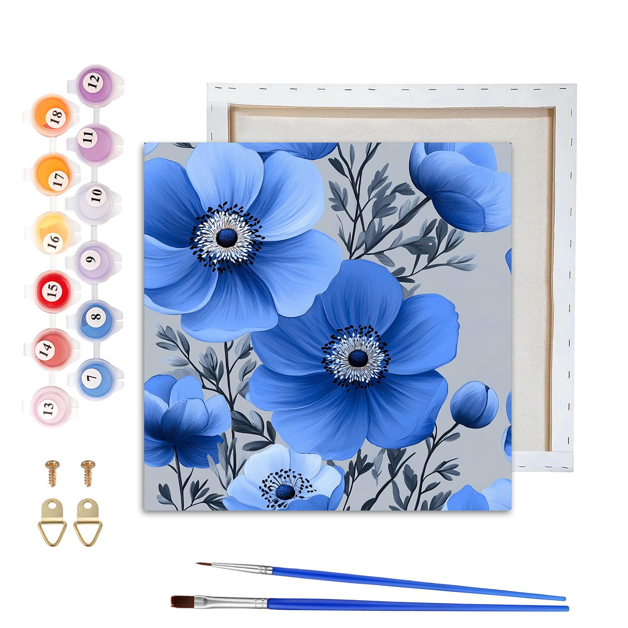 VAIIEYO Flower Paint by Numbers for Adults with Frame, 20x20 cm Framed Paint by Numbers Flower, Canvas DIY Oil Painting Kit with Paintbrush & Acrylic Pigment, Arts Craft for Home Wall Decor-3785