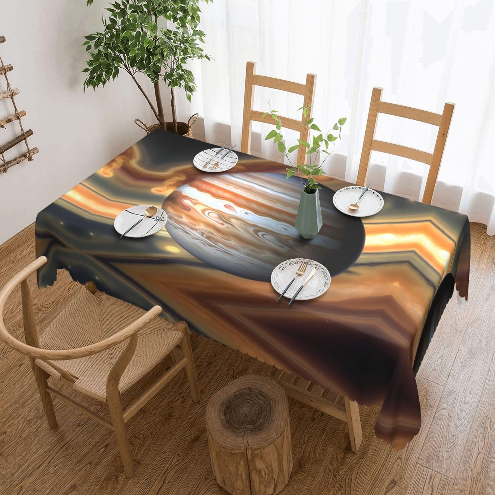 HLSBSSL Jupiter Landscape Patterned square lace tablecloth, wrinkle-resistant and durable, suitable for dining tables, parties, etc.