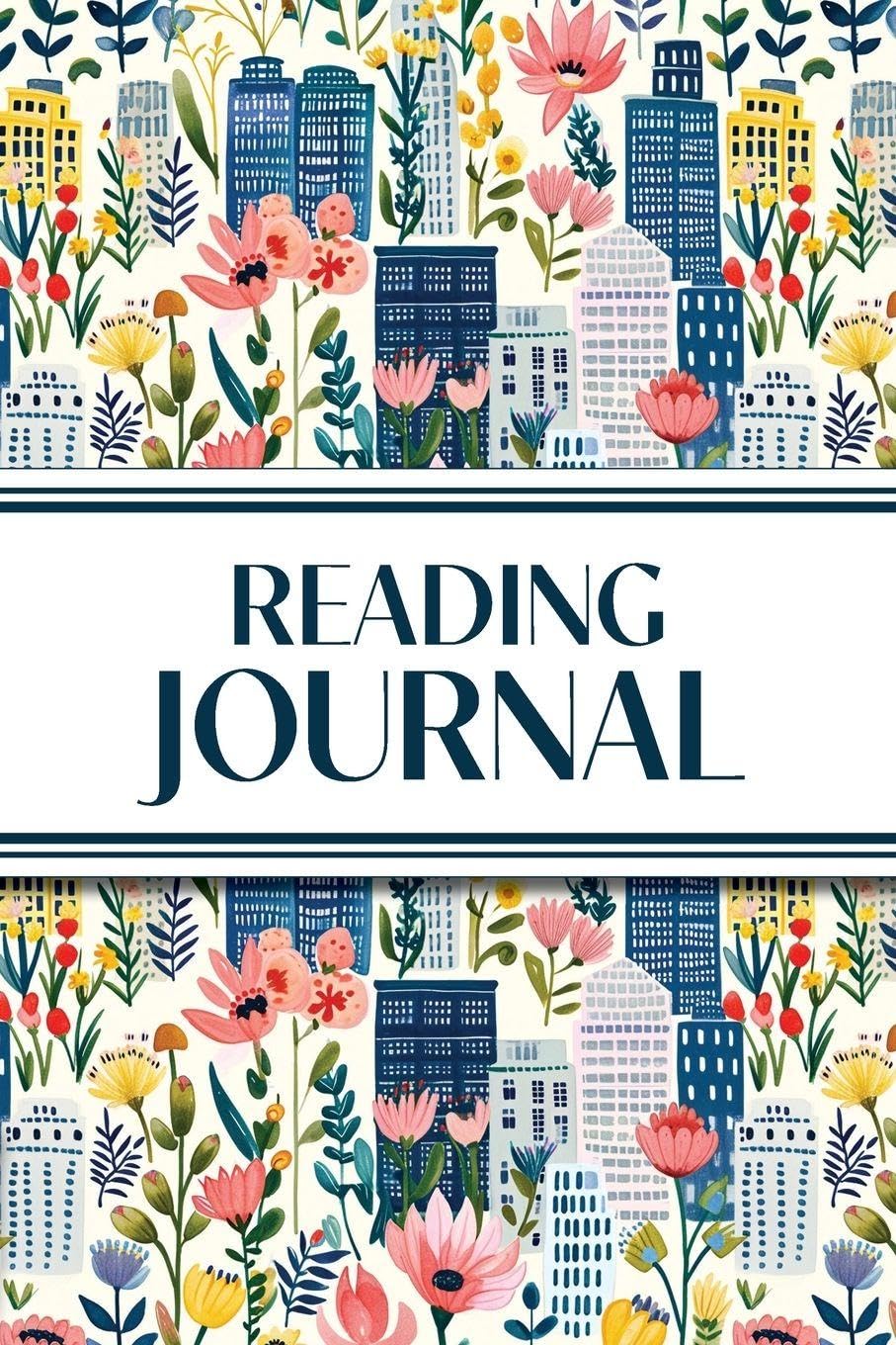 Reading Journal (Cozy Blue Cityscape with Pink Wildflowers): 6"x9" Book Lover's Diary; Book/Series Reviews, Reading Tracker, Favorite Book List, Favorite Quotes, Reading Challenges, and More!