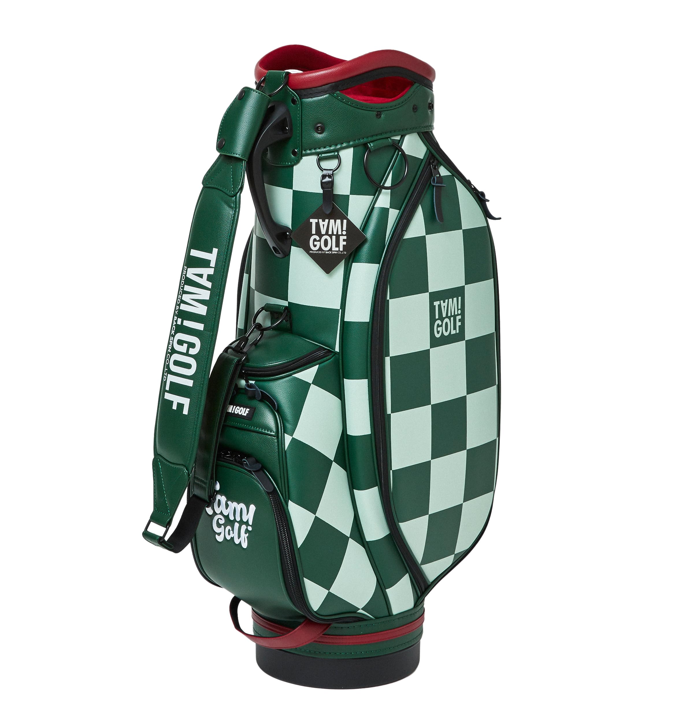 ネイビーとオレンジのチェック柄 ゴルフバッグ チェック柄やビッグロゴで表現したレトロな感じが新鮮｜トミー