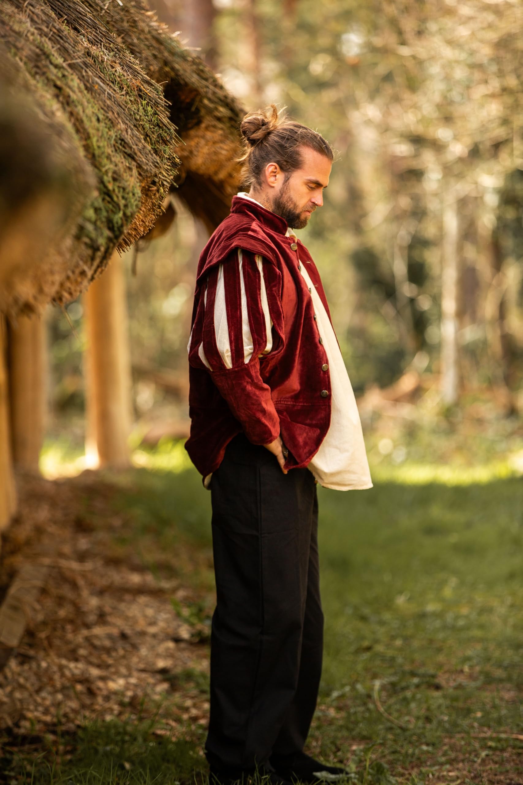 Leonardo Carbone® Veste Brandolf pour homme - Design unique - Parfaite pour les jeux de rôle et les fêtes costumées - Moyen-Âge - Viking - Costume - Vestes pour homme - Coton