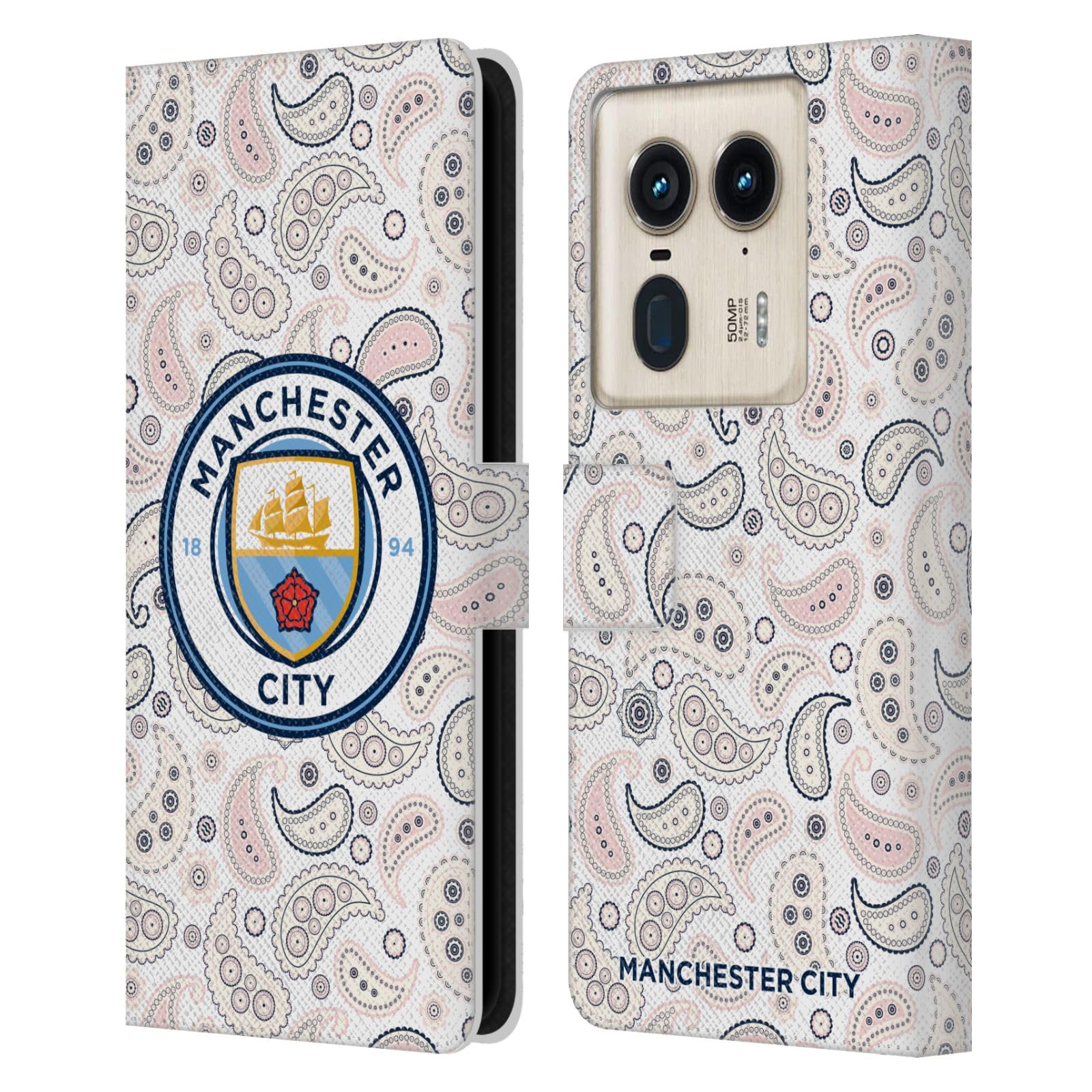 Head Case Designs Officially Licensed Manchester City Man City FC Third 2020/21 Badge Kit Leather Book Wallet Case Cover Compatible with Motorola Edge 50 Ultra/X50 Ultra