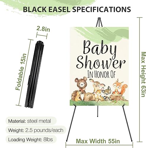 Miniatura 6 de VAIIGO - Caballete de exhibición de 63 pulgadas para letrero de boda y caballete de póster, caballete de metal ajustable para póster, caballete de