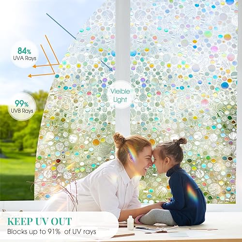 Miniatura 3 de Película de teñido de ventana de arco iris adhesivo holográfico para ventana, vinilo decorativo 3D, sin pegamento, adherencia estática, bloqueador