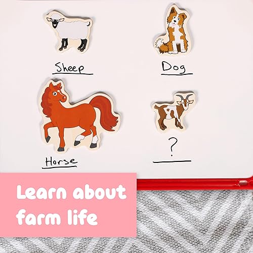 Miniatura 6 de SPARK & WOW Imanes de madera - Granja - Juego de 20 - Imanes para niños a partir de 2 años - Bonitos imanes de granja para refrigeradores, pizarras
