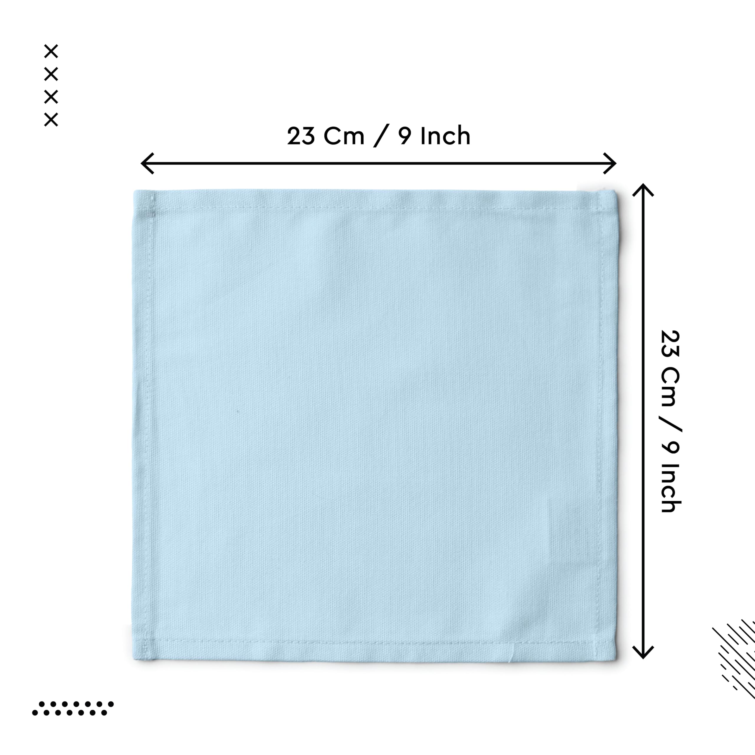 Encasa XO Dining Cocktail Napkins, Cotton Beverage Serviettes Ice Blue 3