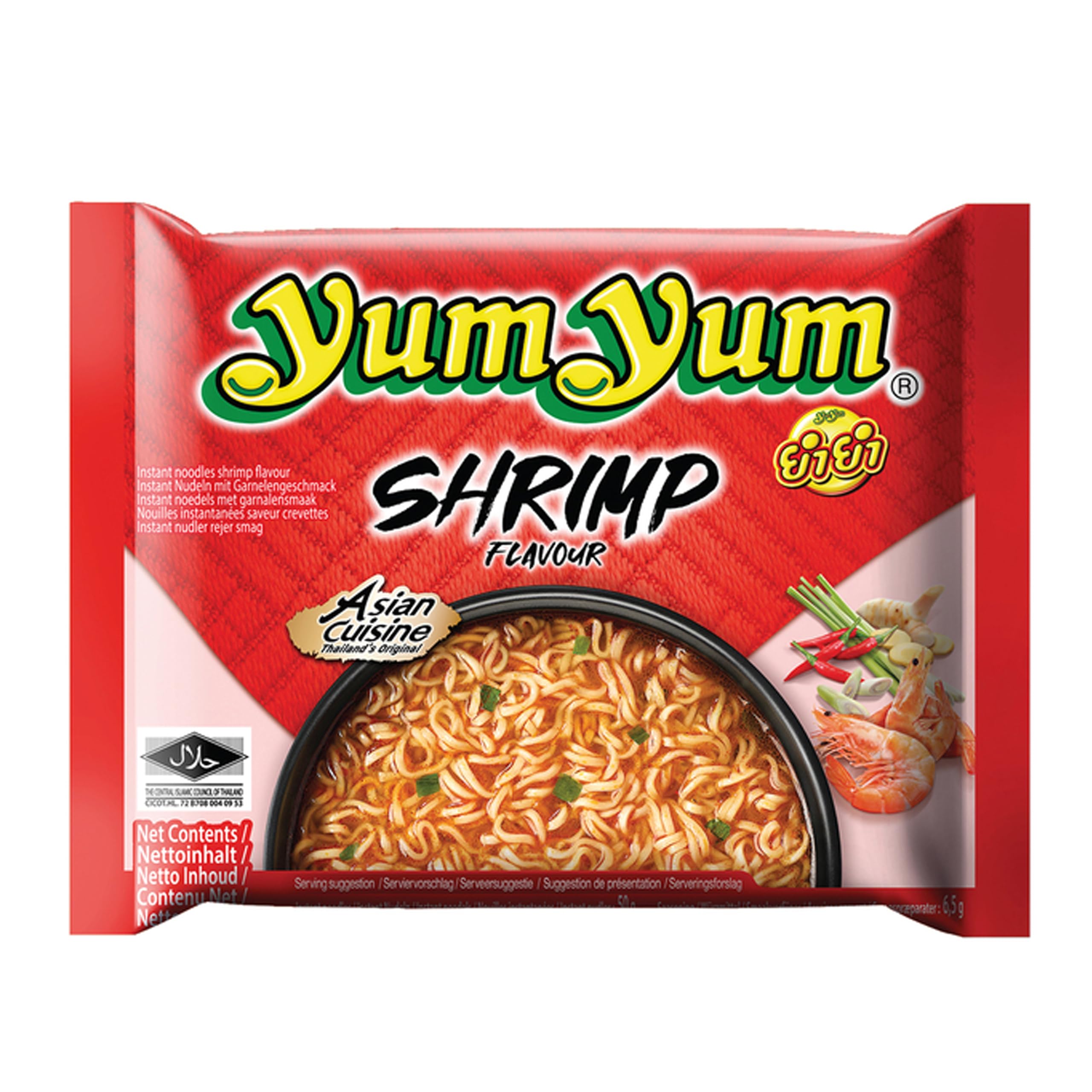YumYum Shrimp Flavour 120x 60g Asiatische Instant Nudeln mit Garnelengeschmack, zubereitet in wenigen Minuten, ideal mit Zuckerschoten & Surimi, authentisch thailändisch, Herstellung in Thailand