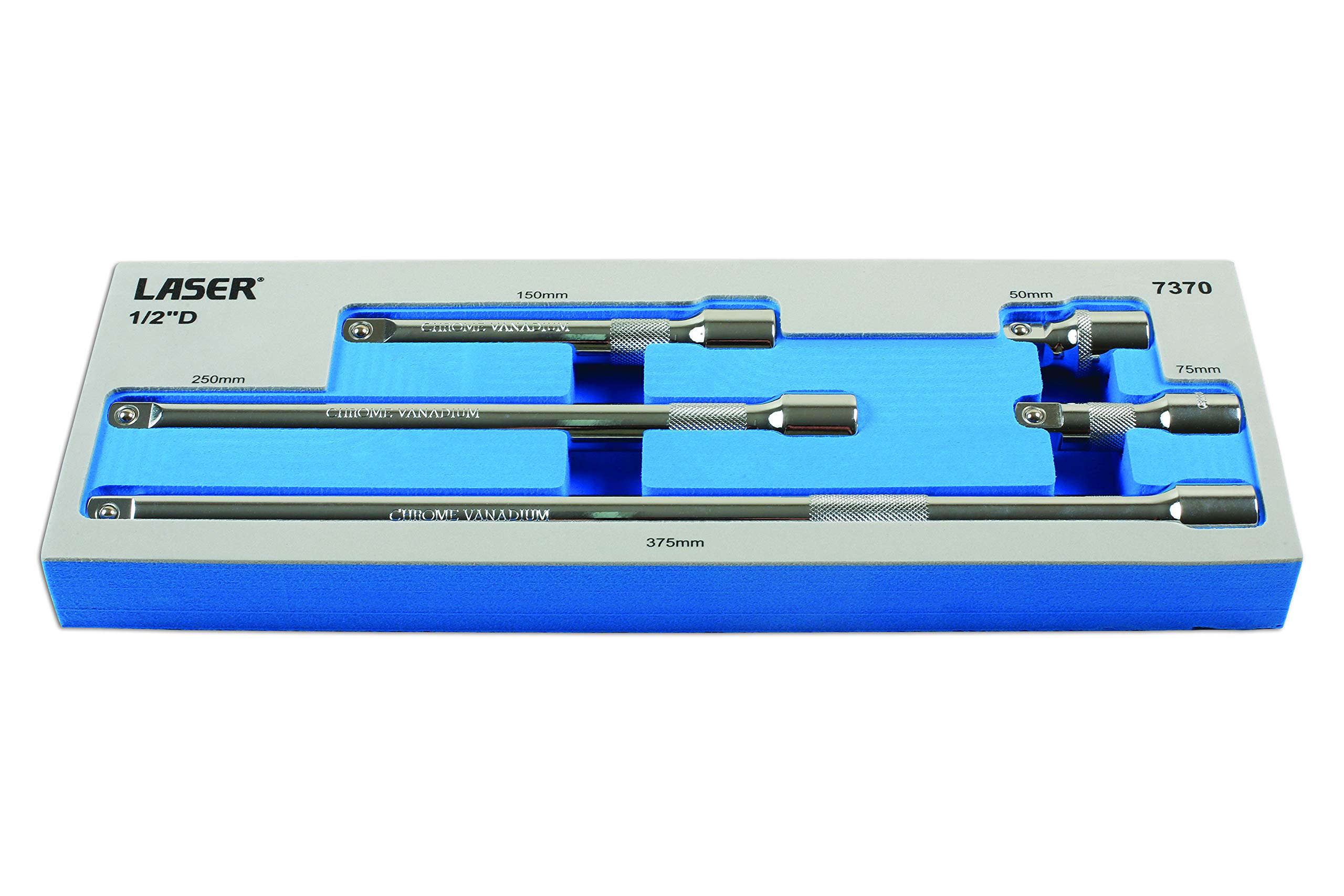 LASER 7370 Extension Bar Set 1/2"" 50-375mm Lengths in EVA Tray 5 Pieces