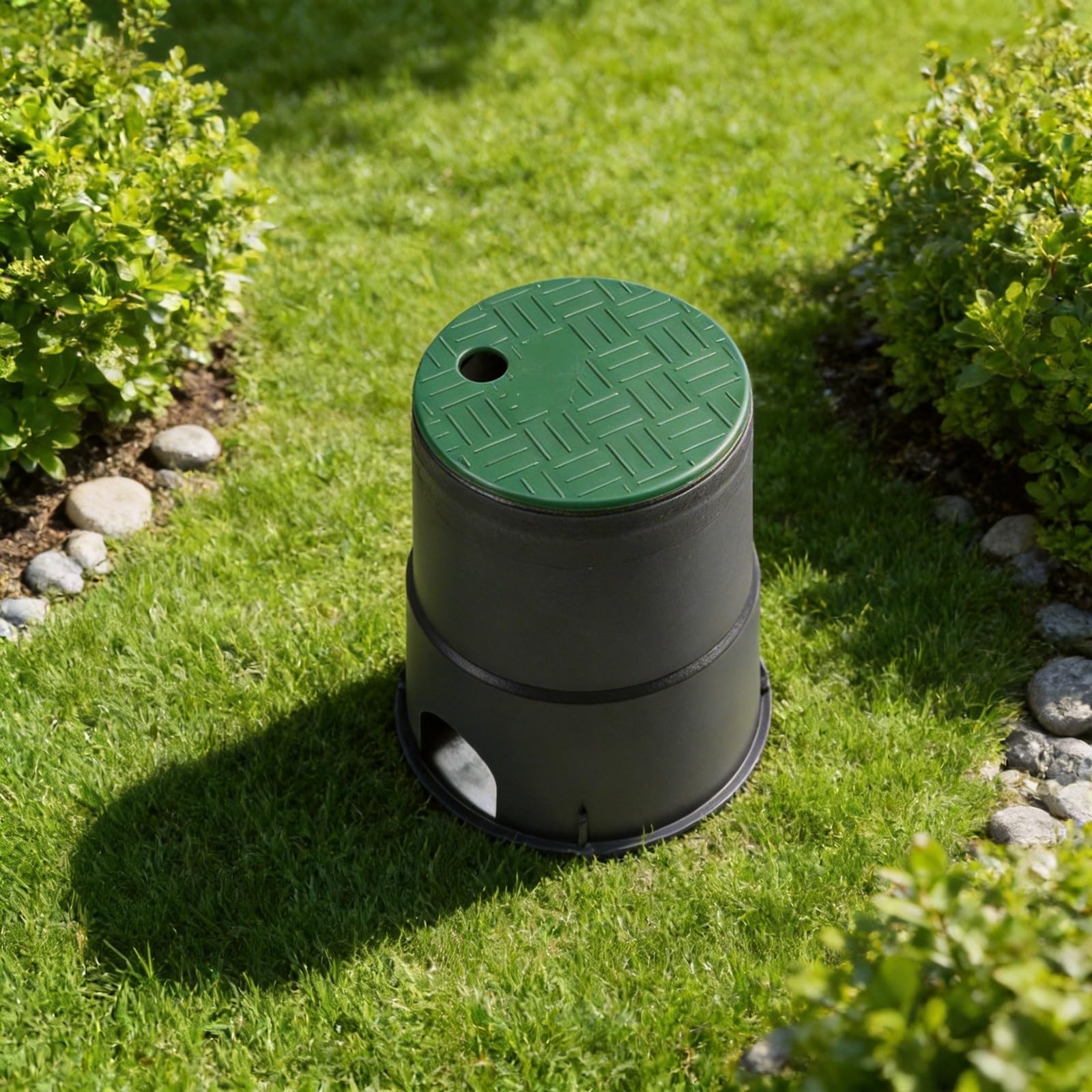FACAIIO Robuste PP-Bewässerungsventilbox 15,2 cm mit rutschfestem Deckel und verstärkter Struktur für Gartenbewässerung im Freien, 6 Stück, Schwarz