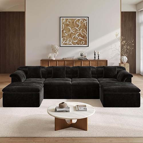 Miniatura 24 de Sofá Seccional Cloud de 51", Sofá Modular Moderno con Asiento Profundo, Cómodo Sofá Individual Comprimido, Sofás Tapizados de Pana para Sala