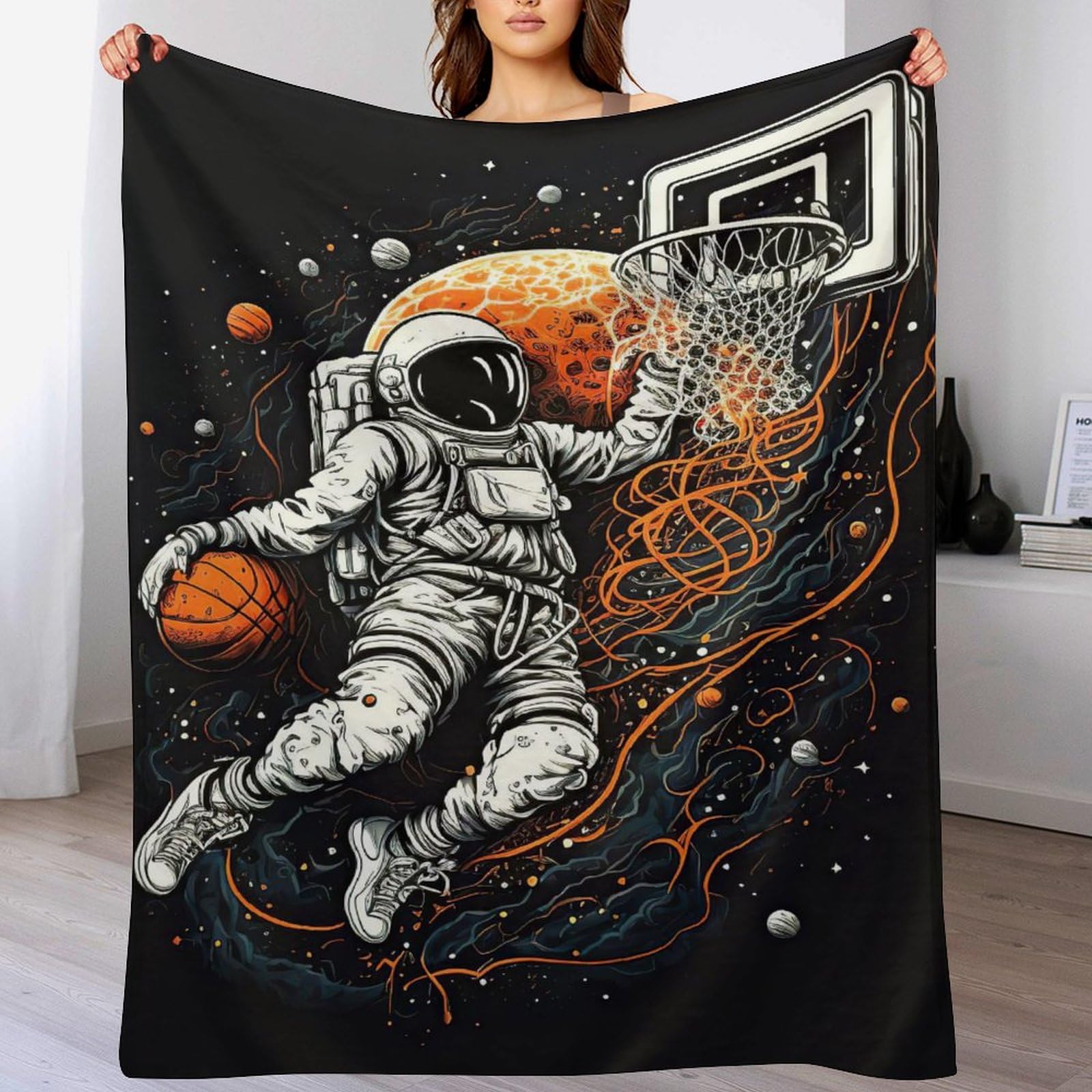Plaid basket-ball polaire : fini le froid sur le canapé avec cette couverture