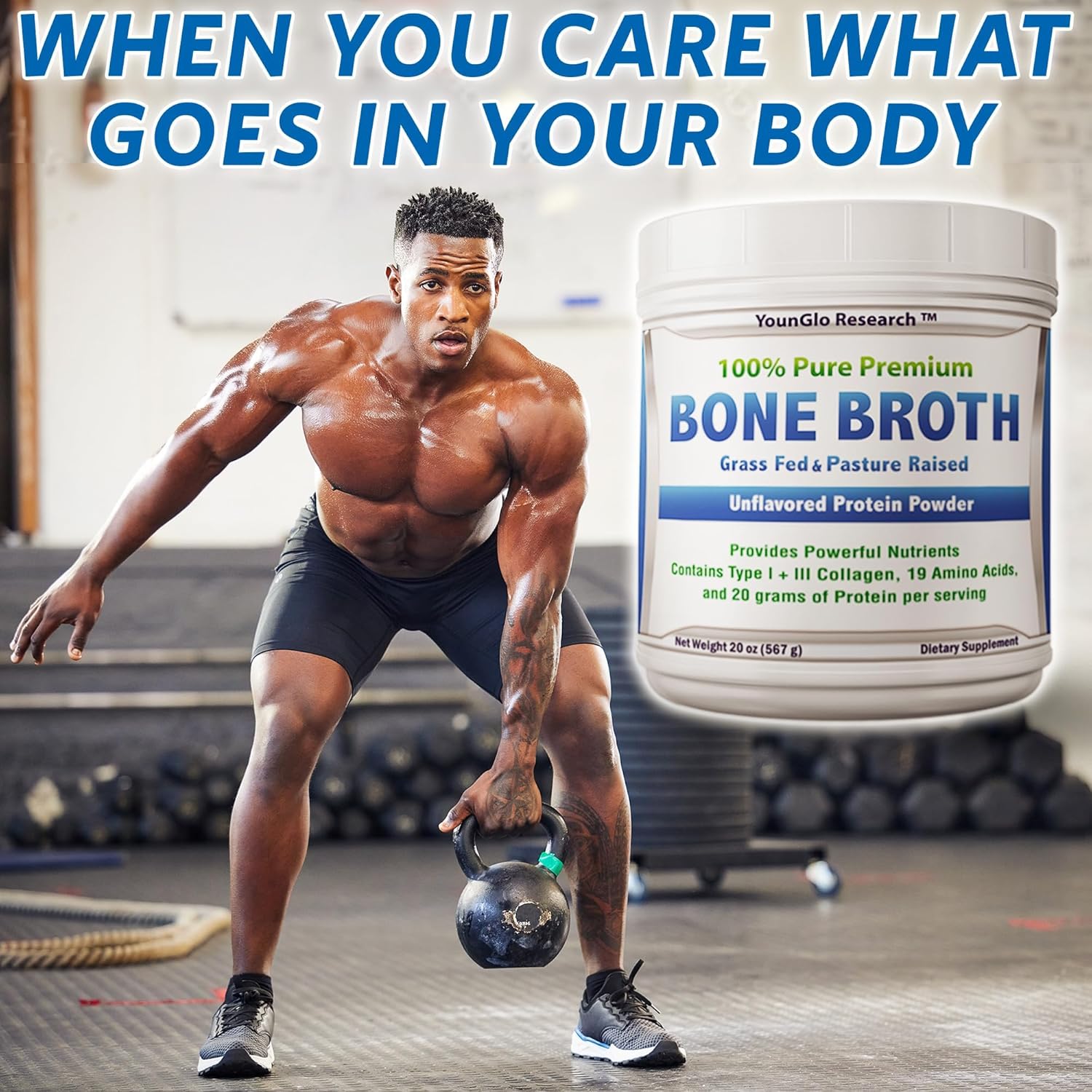 Bone Broth Beef Protein Powder - 1.25 lb / 20 oz, Unflavored - Made in USA - High Collagen & Gelatin from Grass Fed Bovine - Nutritious Marrow Benefits - Soups, Paleo & Keto Diets - Image 3