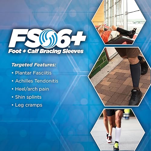 Miniatura 2 de OrthoSleeve Manga de compresión FS6+ para pies y piernas (1 par) para fascitis plantar, dolor de talón, tendinitis de Aquiles, férulas de