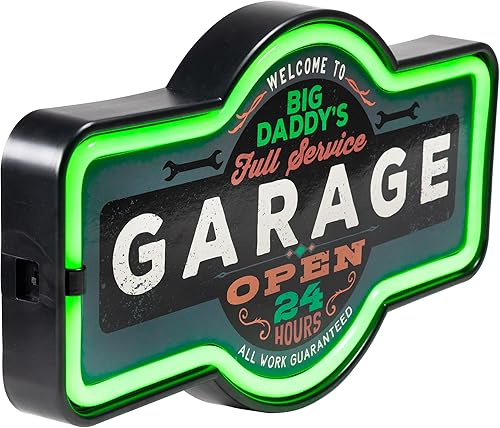 Miniatura 4 de Letrero de pared LED con luz de neón de Big Daddy's Full Service Garage - 17.25" - Verde