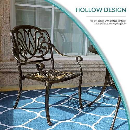 Miniatura 6 de MEETWARM 2 sillas de comedor para patio, sillas de aluminio fundido para todo tipo de clima, sillas de comedor para patio, bistró, juego de 2 para