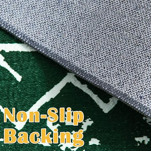 Miniatura 3 de jinchan Alfombra de Navidad de 5 x 7 pies, color verde, marroquí, moderna, lavable, antideslizante, delgada, con diamantes, decoración de