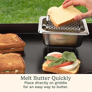 Cuisinart Stainless Steel Butter Wheel, Raised Bottom Butter Roller for Griddle for Golden Crust and Even Spread, Kitchen Grill Accessory for Burgers, Bread, BBQ, Cookouts, Tailgates