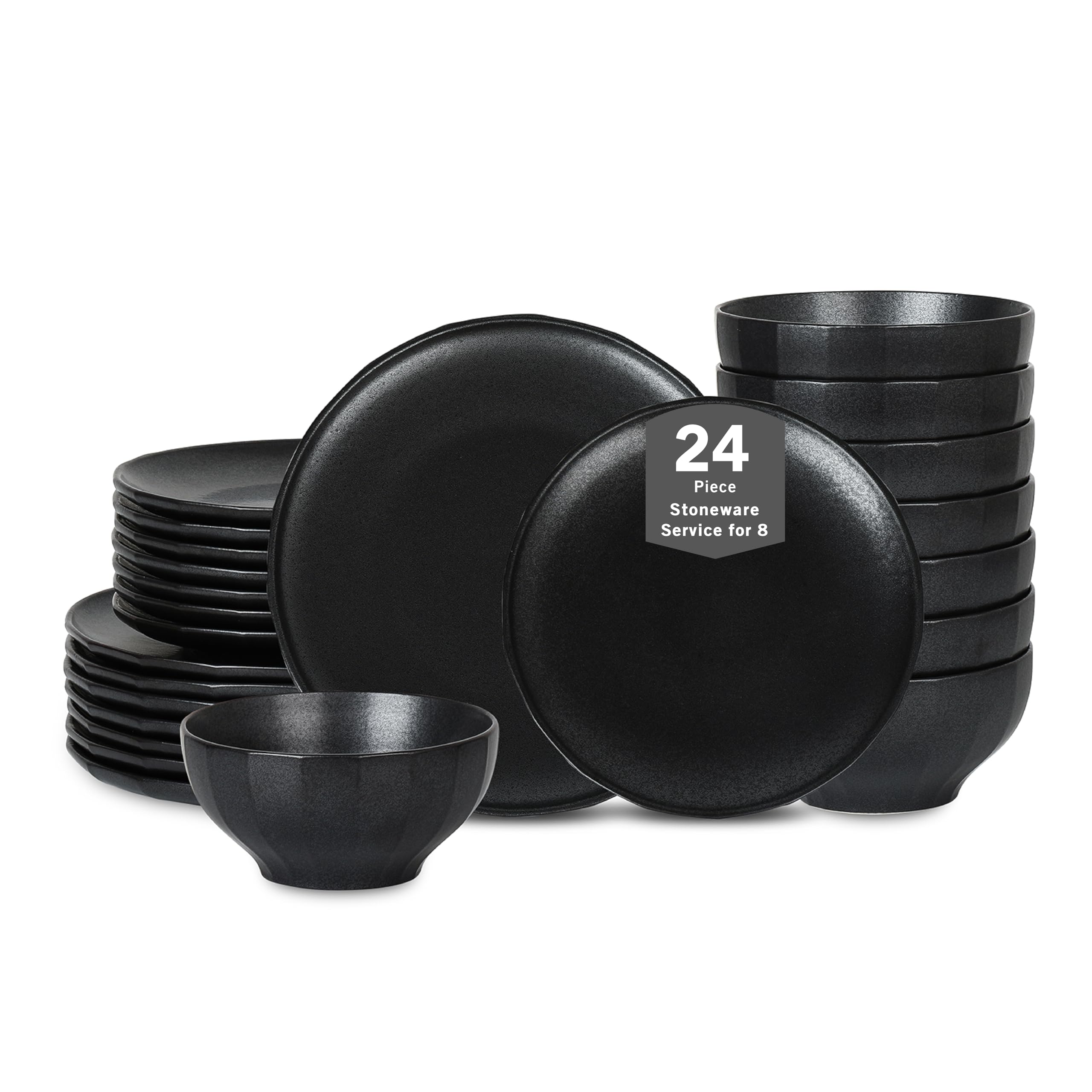 Stone Lain Rio 24-Piece Dinnerware Set Stoneware, Black
