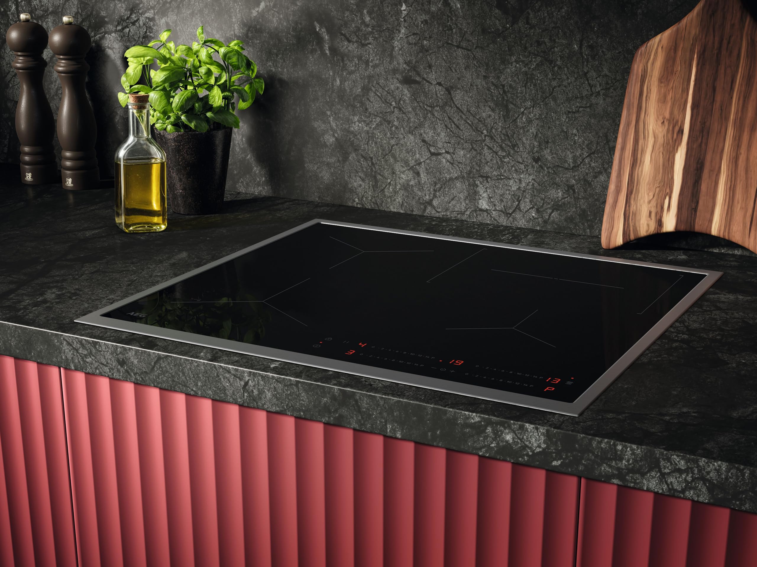 AEG Induktionskochfeld autark 60cm 4 Flex-Kochzonen Powerfunktion 14 Stufen SuperFlat Rahmen Timer Touch-Bedienung Haubenautomatik TO64IA0AXB
