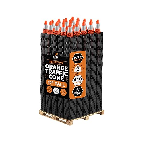 Miniatura 35 de Xpose Safety Conos de tráfico naranjas de 18 pulgadas, resistentes, 3 libras con collar de 6 pulgadas, 1 paquete de conos de seguridad de plástico