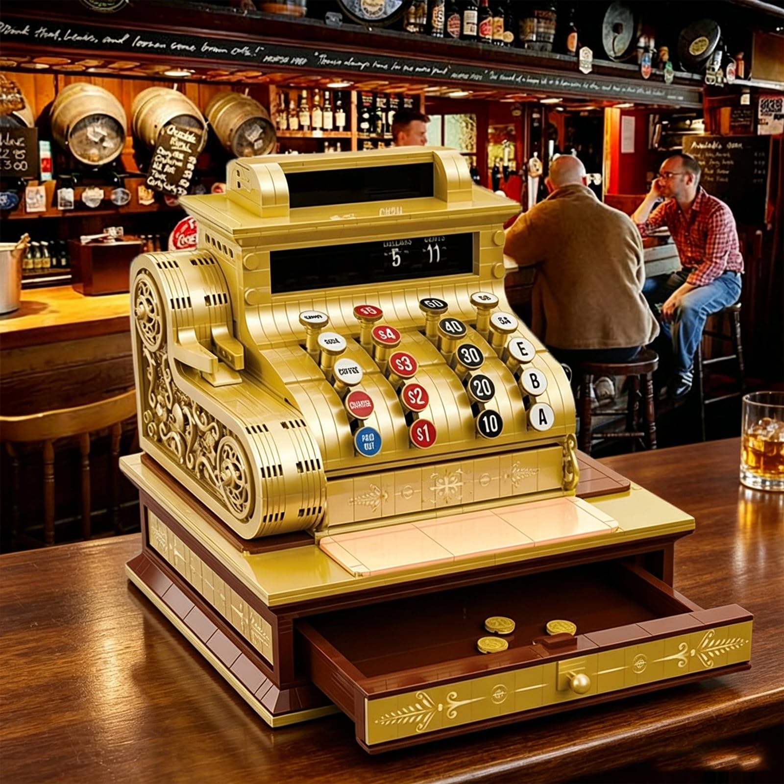 Set Di Modelli Di Registratore Di Cassa Retrò, 1630 Pezzi, Modello Di Registratore Di Cassa Vintage, Completamente Equipaggiato, Stile Europeo E Americano, Materiale Abs Di Alta Qualità Per Bar