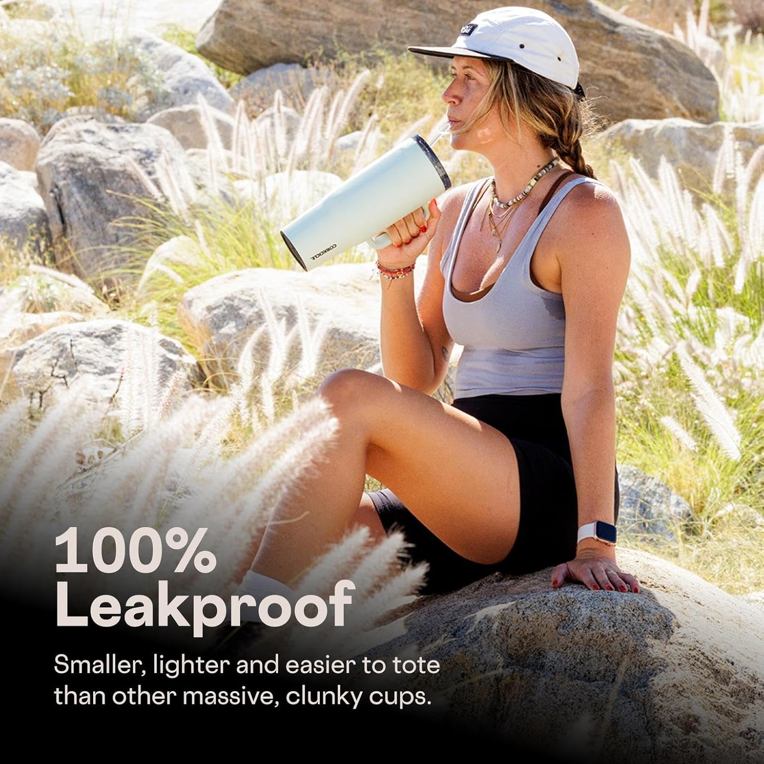 Corkcicle Cruiser - Insulated Tumbler with Handle - Keeps Drinks Cold 20 Hours - Spill-Proof Dual Lid - Triple-Insulated - Summer Drinkware Gift - Keeps Drinks Ice Cold - 22 oz - Matte Black - Image 6