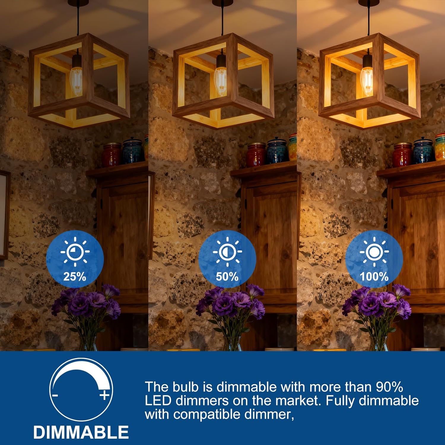 KINUR E26 Dimmable Amber LED Light Bulbs.40 Watt Candelabra Light Bulbs Equivalent,Dimmable B11 Candelabra Base LED Bulbs,2200K,360LM,2 Pack - Image 5