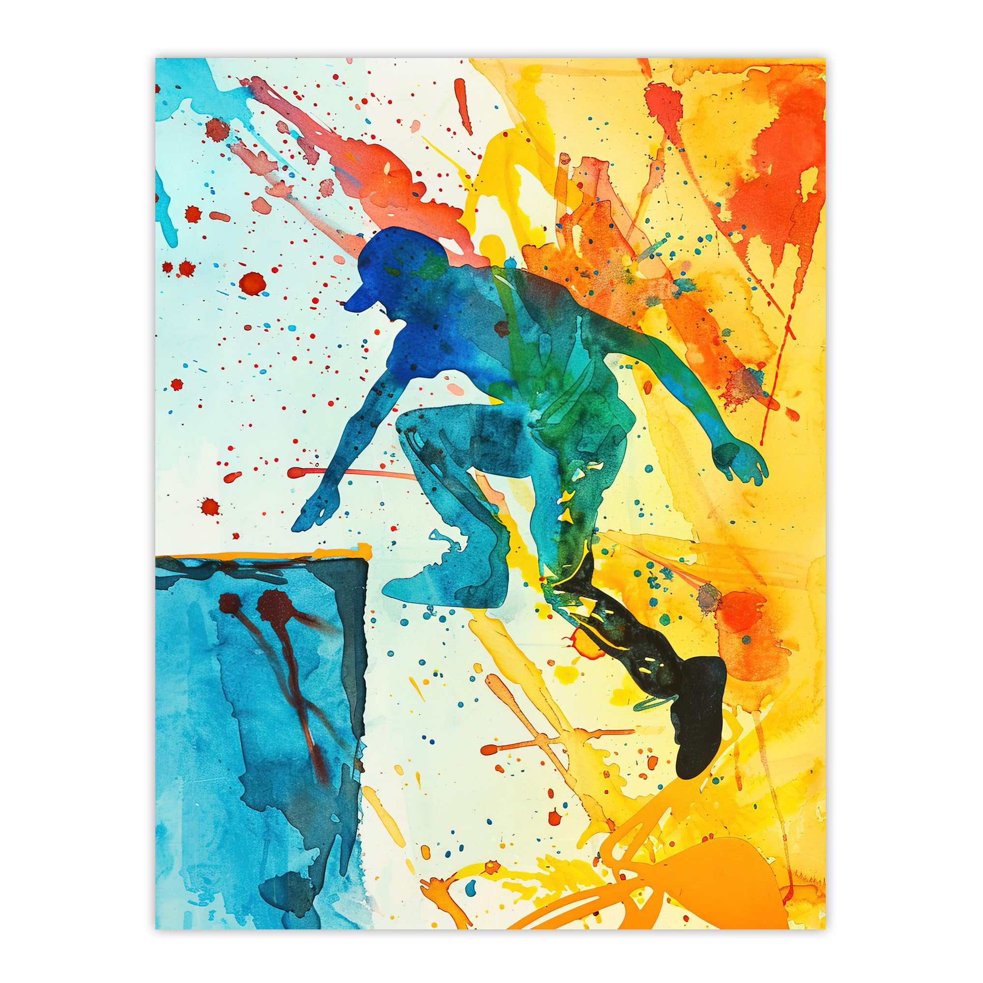 Artery8 Parkour Jump Urban Sport Colourful Paint Splat Living Room Extra Large XL Wall Art Poster Print