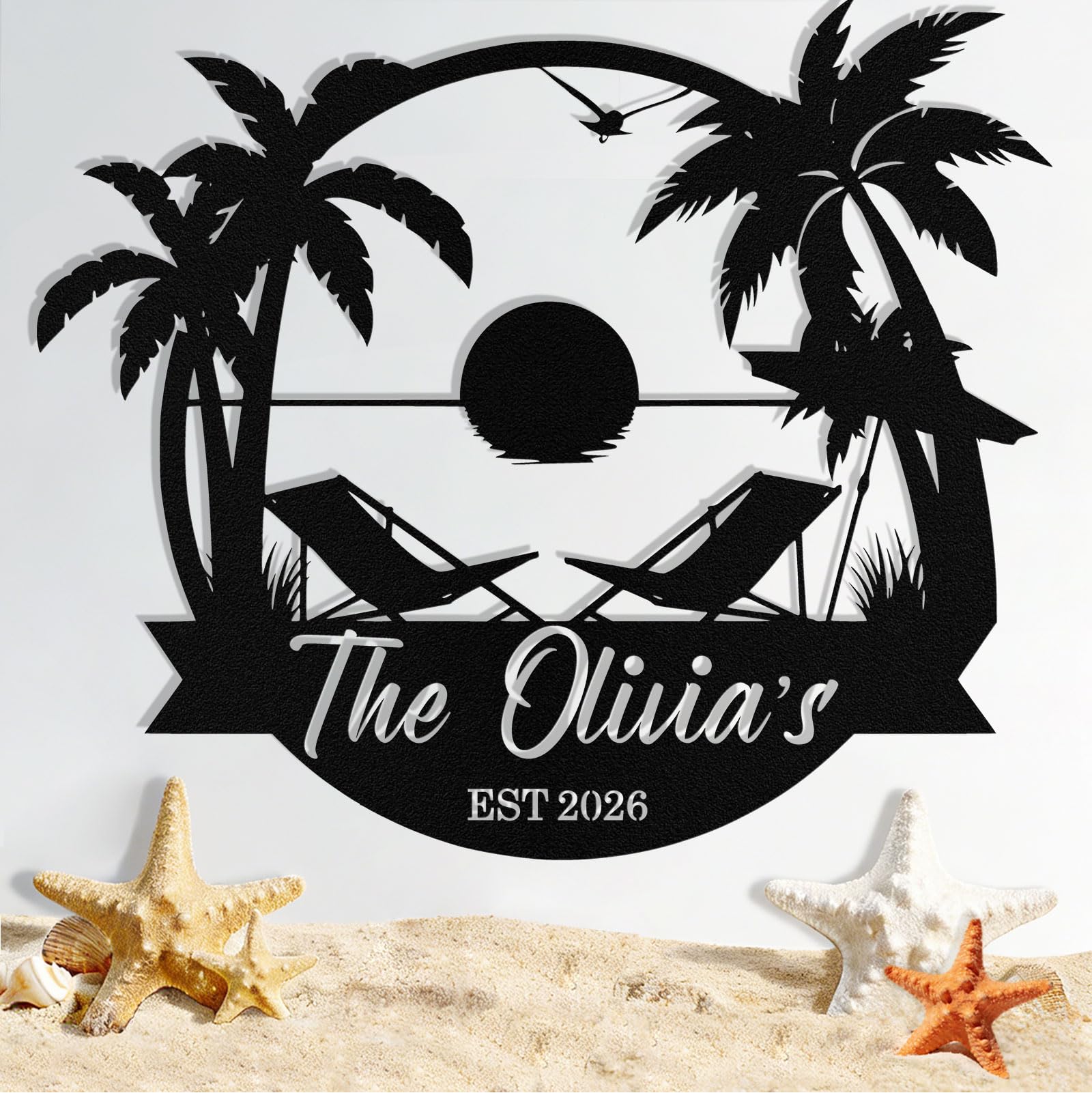 Custom Metal Beach Sign, Personalized Beach Sign Wall Decor for Outdoor